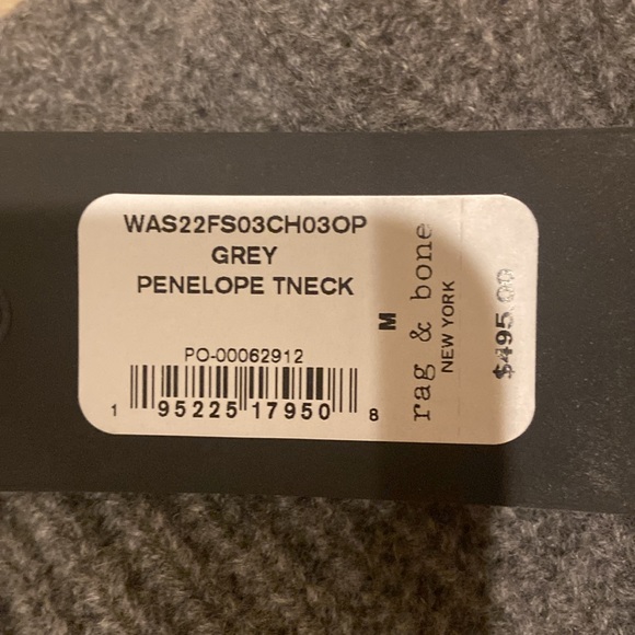 Rag&Bone Women's Gray Penelope Ribbed Wool Cashmere-blend Turtleneck Sweater NWT - Picture 7 of 7